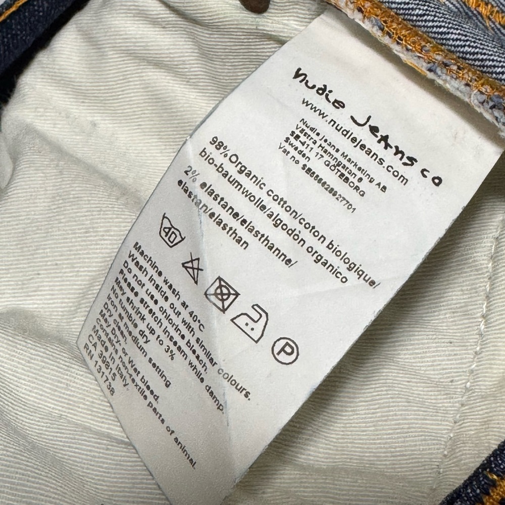 ❌SOLD❌ 134 NUDIE JEANS CO. Men's Thinn Finn Slim Fit Dark Wash Denim Jeans Sz 32 - Picture 9 of 10
